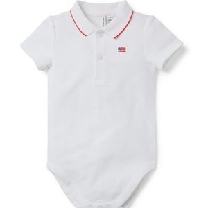JANIE AND JACK - NWT 6-12m - white flag polo onesie